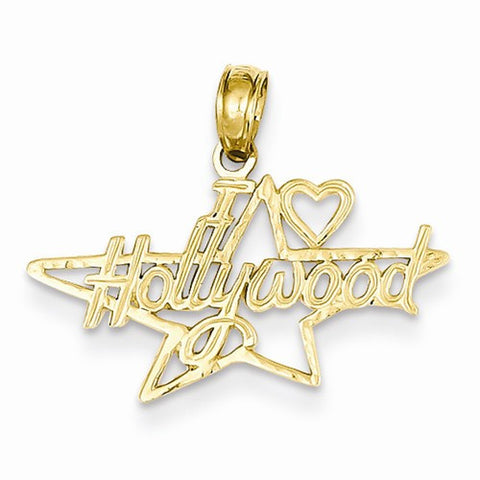 14k Gold I Heart Hollywood Star Pendant, Pendants for Necklace