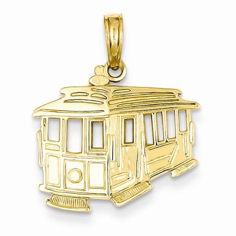14k Gold Cable Car Pendant, Pendants for Necklace
