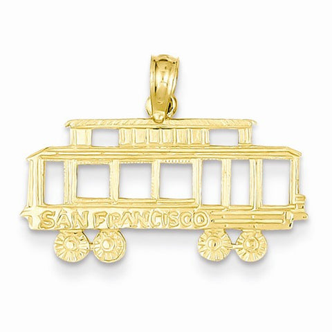 14k Gold San Francisco Cable Car Pendant, Pendants for Necklace