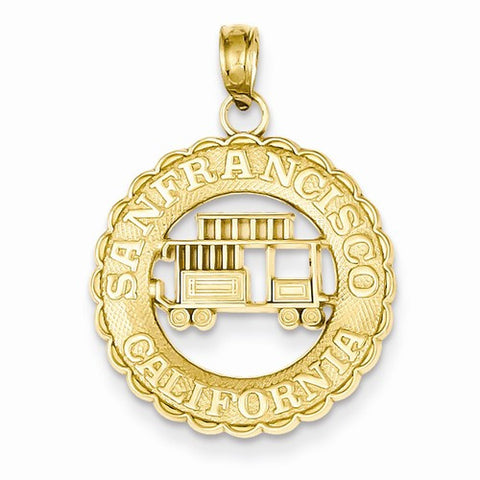 14k Gold San Francisco California Cable Car Pendant, Pendants for Necklace