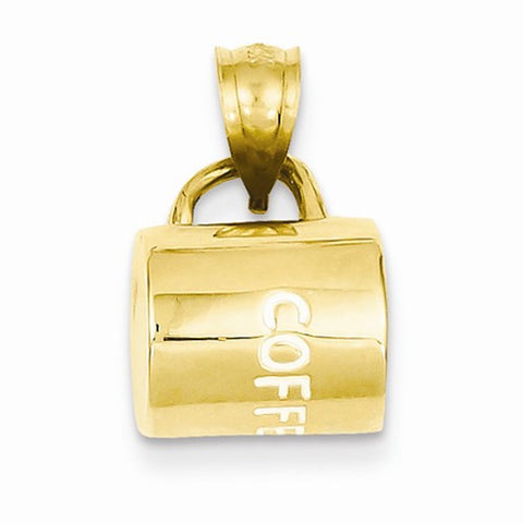 14k Gold Enameled Coffee Cup Pendant, Pendants for Necklace