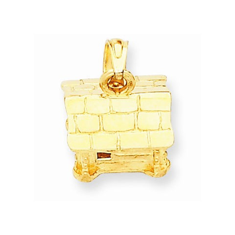 14k Gold 3-D Log Cabin Pendant, Pendants for Necklace