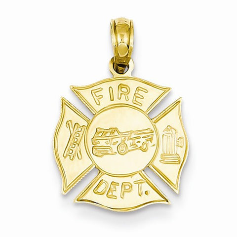 14k Gold Fire Dept. Shield Pendant, Pendants for Necklace