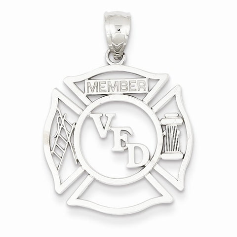 14k White Gold VFD Member Shield Pendant, Pendants for Necklace