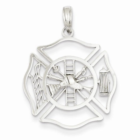 14k White Gold Fireman Shield pendant, Adorable Pendants for Necklace