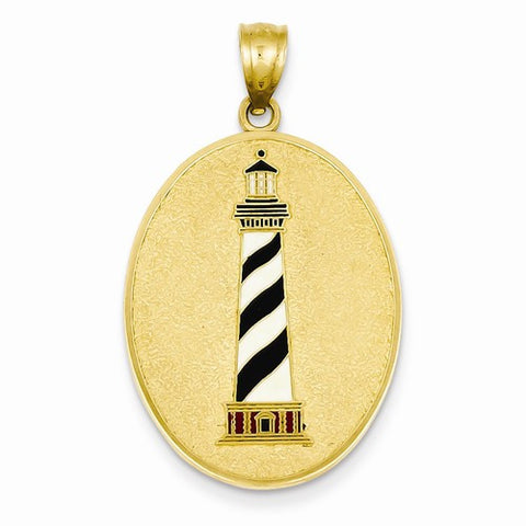 14ky Enameled Lighthouse w/Verse John 8:12 on back of Pendant, Pendants for Necklace