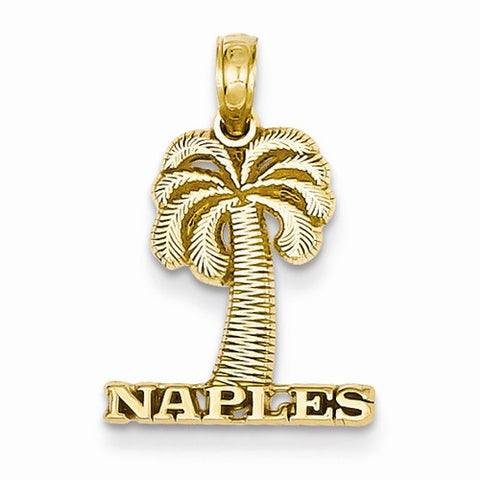 14k Gold Naples Palm Tree Pendant, Pendants for Necklace