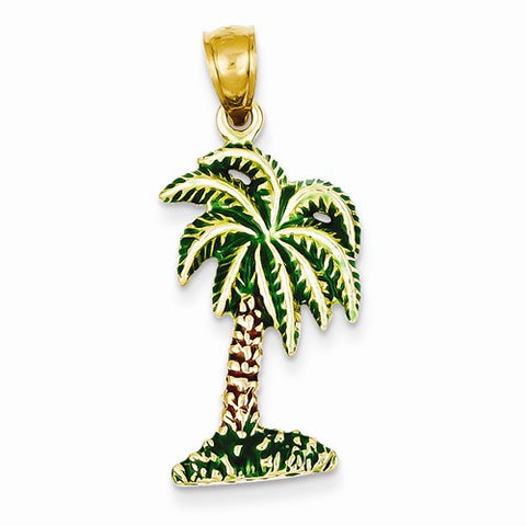 14k Gold Enameled Palm Tree pendant, Gorgeous Pendants for Necklace