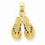 14k Gold Rainbow Enameled Flip Flops Pendant, Pendants for Necklace