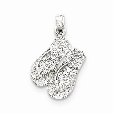 14k White Gold Flip Flops Pendant, Pendants for Necklace