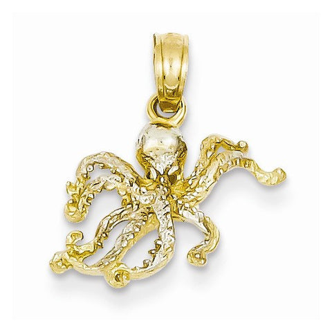 14k Gold & Rhodium Octopus Pendant, Pendants for Necklace