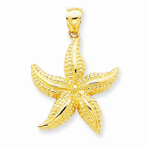 14k Gold Textured Starfish Pendant, Pendants for Necklace