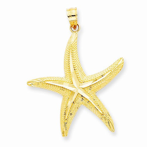 14k Gold Diamond-cut Starfish Pendant, Gorgeous Pendants for Necklace