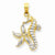 14k Gold & Rhodium Seahorse & Starfish Pendant, Pendants for Necklace