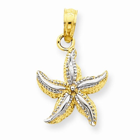 14k Gold & Rhodium Starfish pendant, Alluring Pendants for Necklace