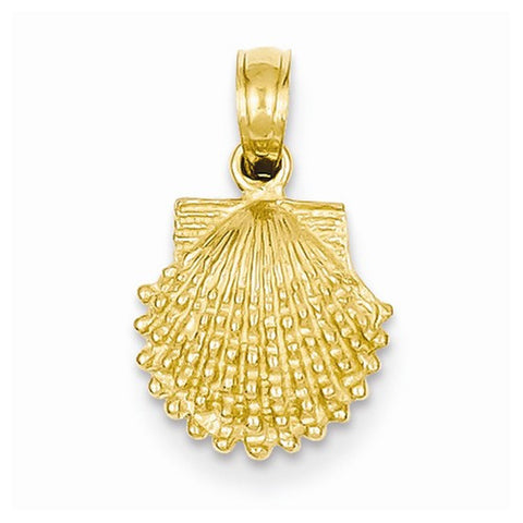 14k Gold Beaded Scallop Shell Pendant, Pendants for Necklace
