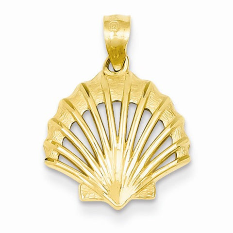 14k Gold Satin and Polished Shell Pendant, Pendants for Necklace