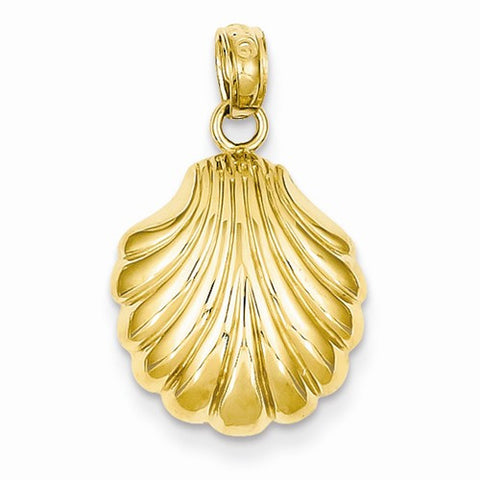 14k Gold Scallop Shell Pendant, Fine Pendants for Necklace
