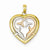 14k Gold Yellow & Rose Gold w/Rhodium Diamond-cut Dolphins in Heart Pendant, Pendants for Necklace