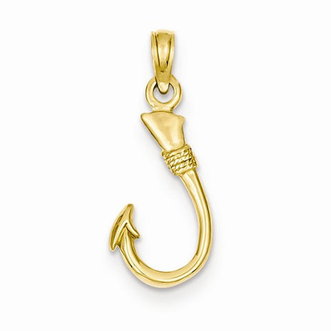 14k Yellow Gold Fish Hook Pendant, Pendants for Necklace