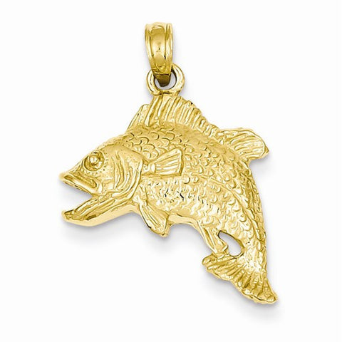 14k Gold Jumping Bass Fish Pendant, Pendants for Necklace