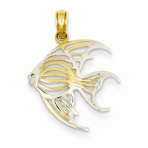 14k Gold & Rhodium Angelfish Pendant, Pendants for Necklace