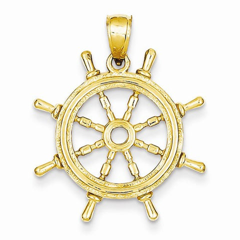 14k Gold Ship Wheel pendant, Delightful Pendants for Necklace