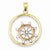 14k Gold Tri-Color Ship's Wheel in Circle Pendant, Pendants for Necklace