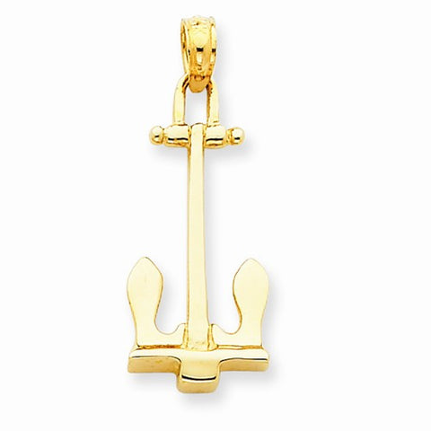 14k Gold Navy Anchor Pendant, Pendants for Necklace
