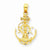 14k Gold Small Anchor w/Wheel Pendant, Pendants for Necklace