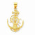 14k Gold Medium Anchor w/Wheel Pendant, Pendants for Necklace