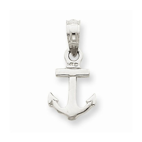 14k White Gold Mini Anchor Pendant, Pendants for Necklace