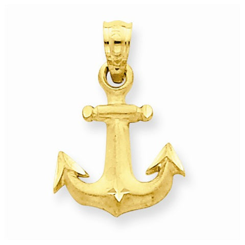 14k Gold Diamond-cut Anchor Pendant, Pendants for Necklace