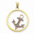 14k Gold Two-tone with Rhodium Anchor in Circle Pendant, Pendants for Necklace