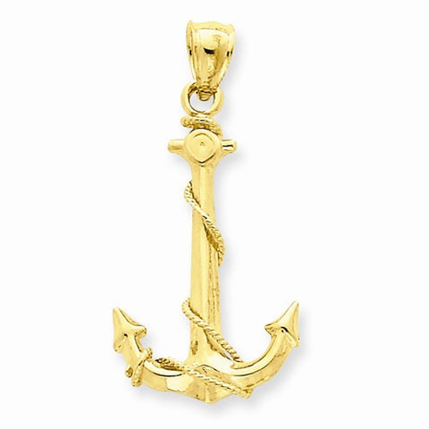 14k Gold Anchor w/Rope pendant, Stylish Pendants for Necklace