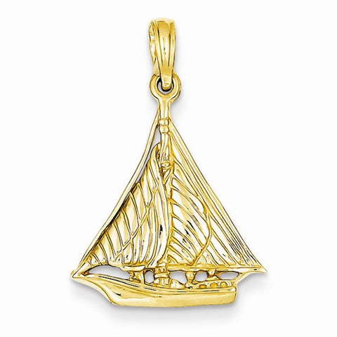 14k Gold Sail Boat Pendant, Pendants for Necklace