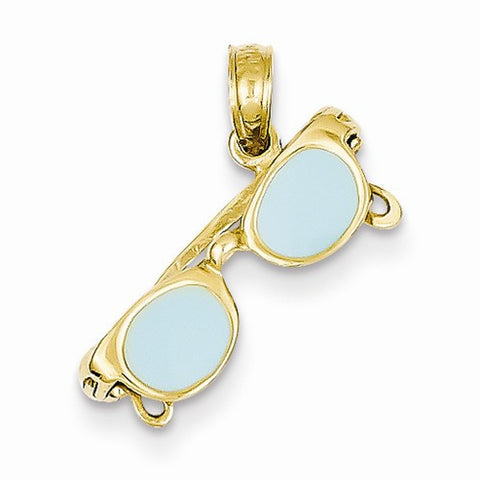 14k Gold Aqua Enameled Sunglasses Pendant, Pendants for Necklace