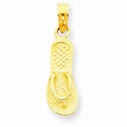 14k Gold Flip Flop pendant, Charm