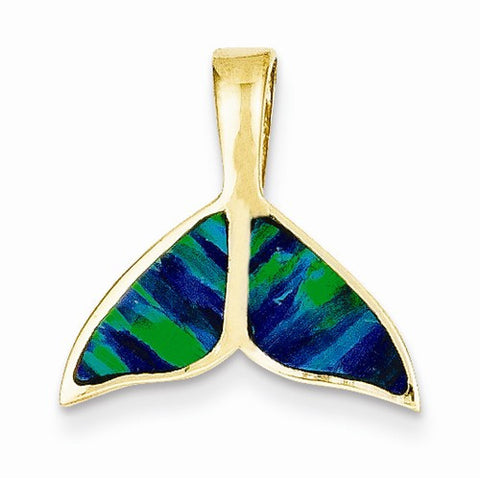 14k Gold Imitation Opal Whale Tail Slide Pendant, Dazzling Pendants for Necklace