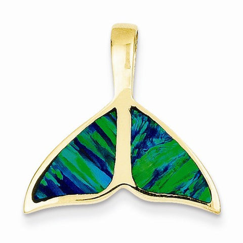 14k Gold Imitation Opal Whale Tail Slide Pendant, Delightful Pendants for Necklace