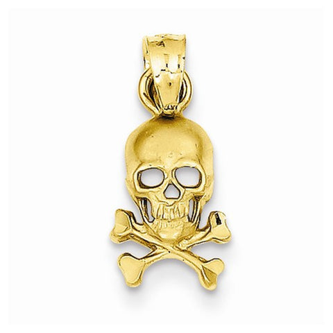 14k Gold Skull and Cross Bones Pendant, Pendants for Necklace