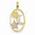 14k Gold Yellow & Rose Gold w/Rhodium Sun, Moon & Star Oval Pendant, Pendants for Necklace