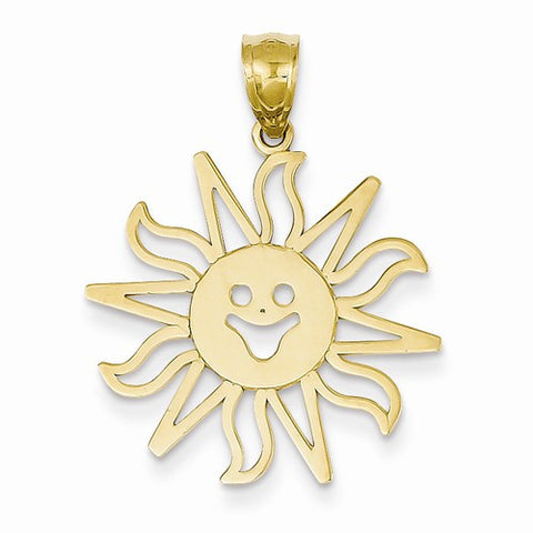 14k Gold Smiling Sun Pendant, Pendants for Necklace