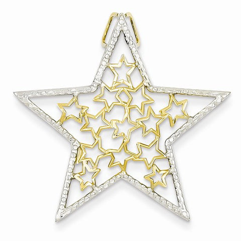 14k Gold and Rhodium Diamond-cut Star Slide Pendant, Pendants for Necklace