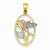 14k Gold Yellow & Rose Gold w/Rhodium Hummingbird Oval Pendant, Pendants for Necklace