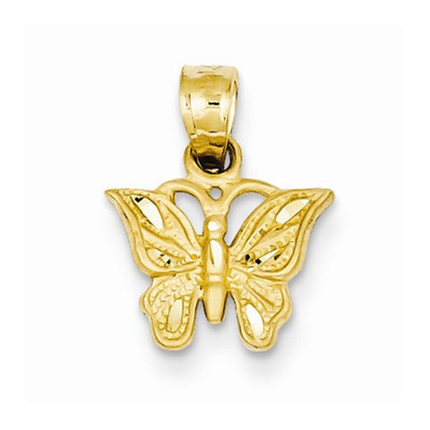 14k Gold Diamond-cut Butterfly pendant, Alluring Pendants for Necklace