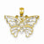 14k Gold and Rhodium Diamond-cut Butterfly Pendant, Pendants for Necklace
