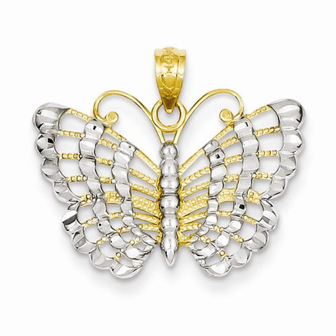 14k Gold and Rhodium D/C Butterfly pendant, Appealing Pendants for Necklace