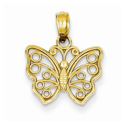 14k Gold Cut-out Small Butterfly Pendant, Pendants for Necklace
