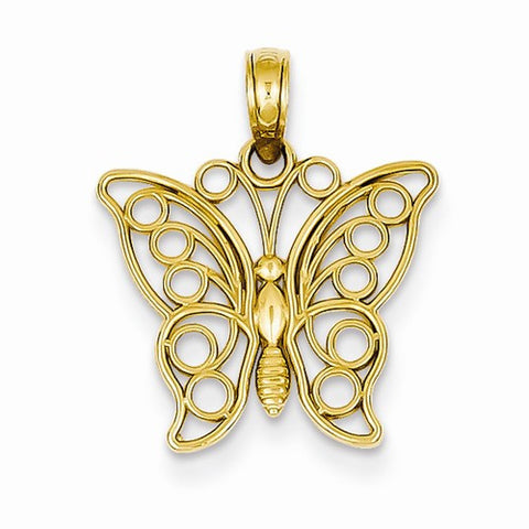 14k Gold Cut-out Butterfly Large Pendant, Pendants for Necklace